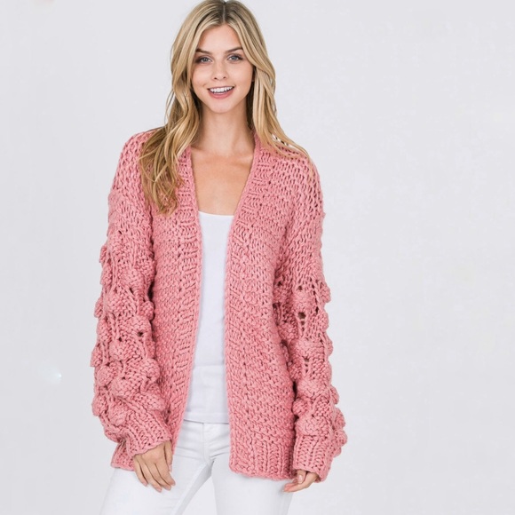 Handmade Cable Knit Chunky Sweater Open Cardigan - Picture 4 of 7